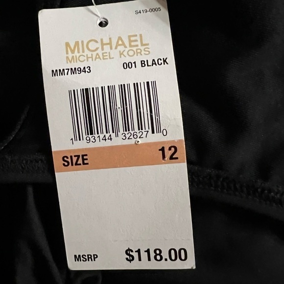 MICHAEL Michael Kors Sash Logo Trim One Piece Black Swimsuit - Picture 9 of 13